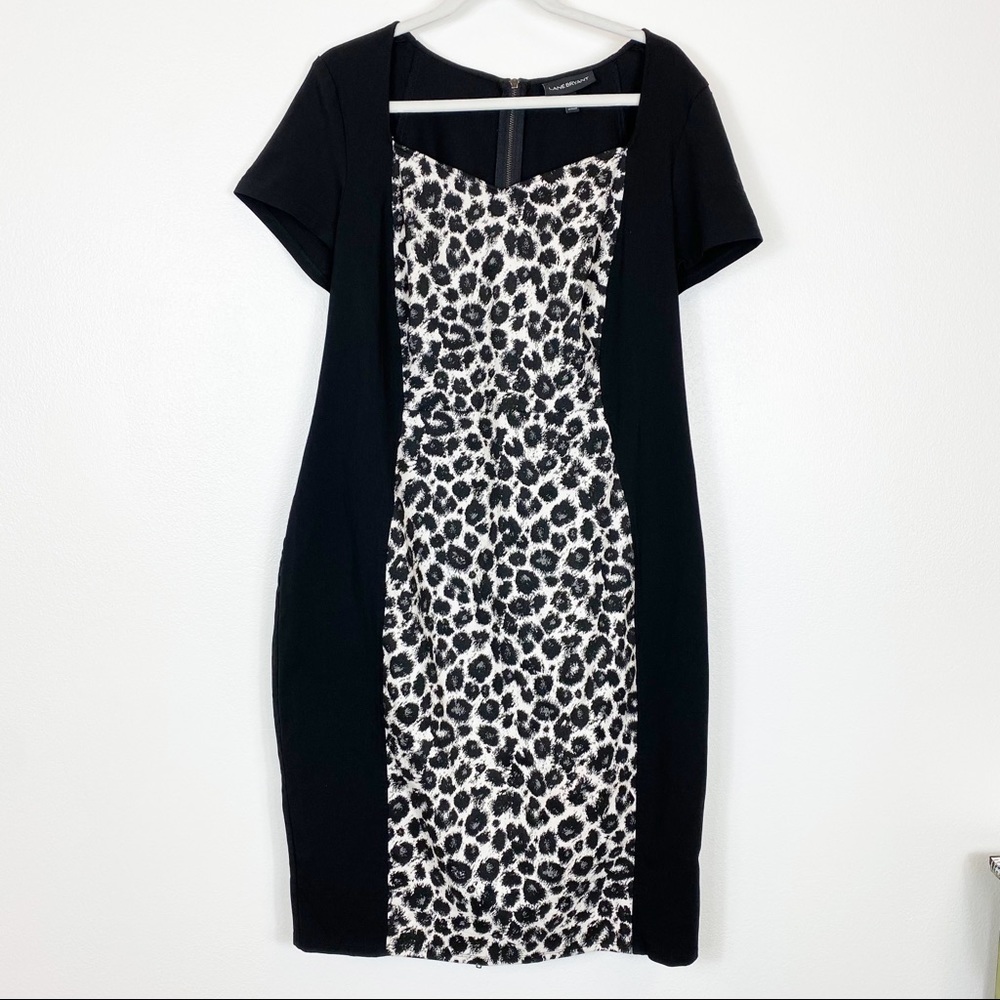 Lane Bryant Leopard Front Short Sleeve Black & White Dress Size 20
